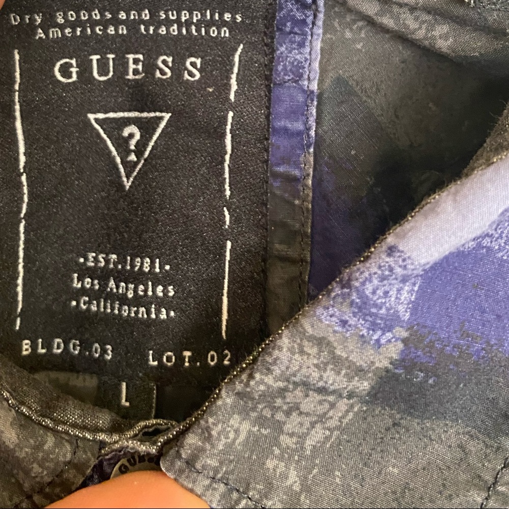 Guess Stripped Blue & Black Button Up Dress Shirt